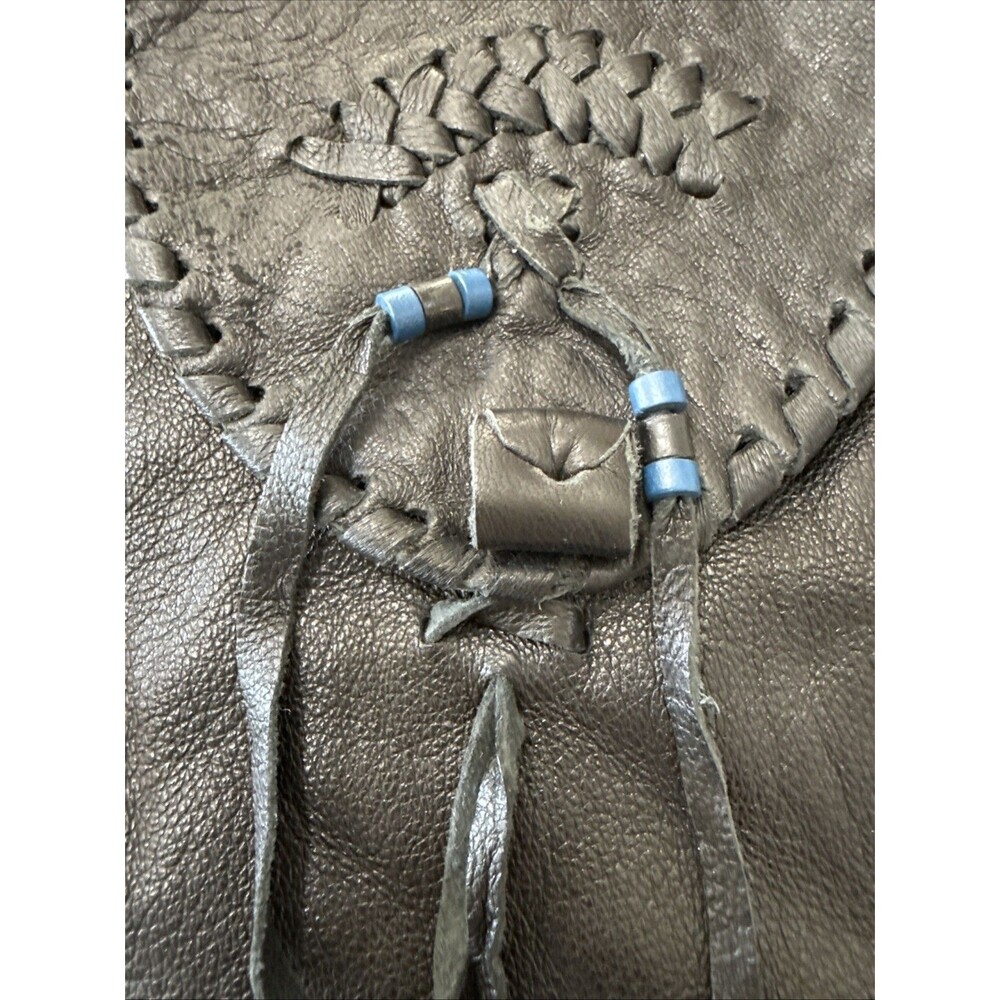 Boho Leather Bag Lot 2 Fringe Fur Shoulder Bag Mini Pouch Western Artisan Y2K - Picture 7 of 14